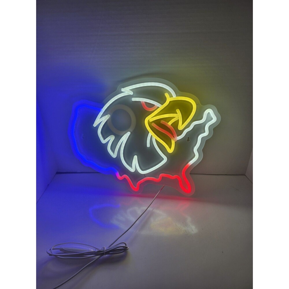 Nevorian Usa With Eagle Neon Light 16" × 13"